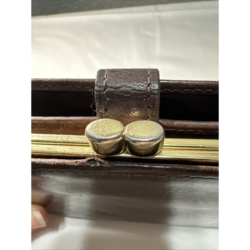 RARE COACH Vintage Brown Leather Wallet Organizer Checkbook Coin Purse Gold Tone - Picture 5 of 16